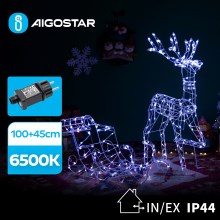 Aigostar - LED Exterior decoração LED/3,6W/31/230V 6500K 90/45cm IP44 rena com um trenó