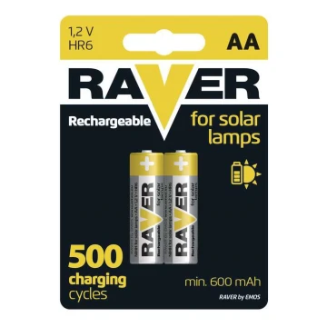 2 pçs Pilha recarregável AA RAVER NiMH/1,2V/600 mAh