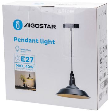 Aigostar - Candeeiro suspenso 1xE27/60W/230V preto