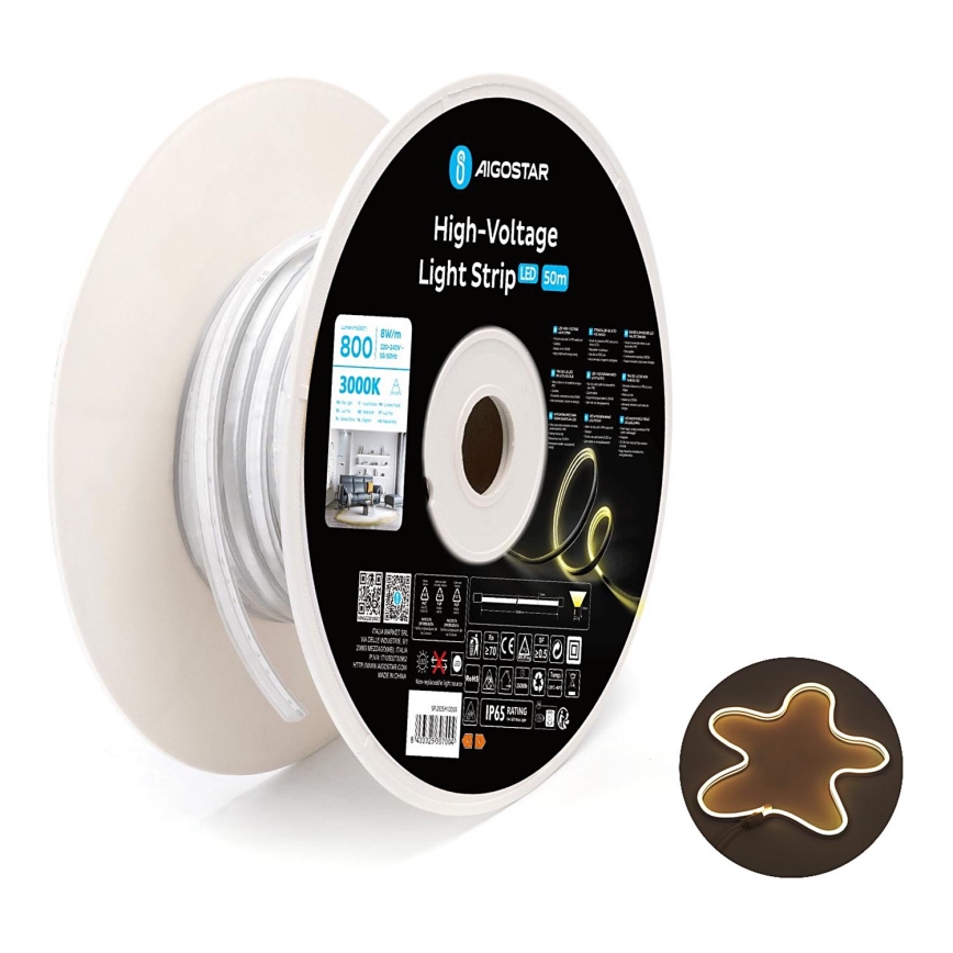 Aigostar - Fita LED 50m LED/400W/230V 3000K IP65
