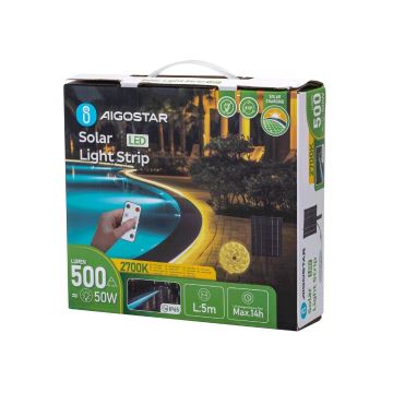 AiFita solar LED regulável LED/5W/3,2V 5 m 2700K IP65 + comando