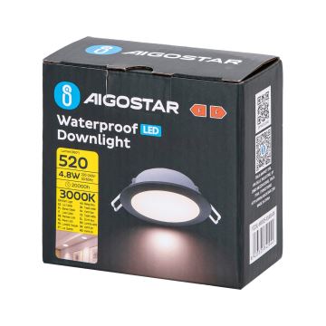 Aigostar - Foco de encastrar LED para casa de banho  LED/4,8W/230V 3000K preto IP65