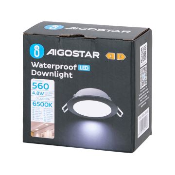 Aigostar - Foco de encastrar LED para casa de banho  LED/4,8W/230V 6500K preto IP65