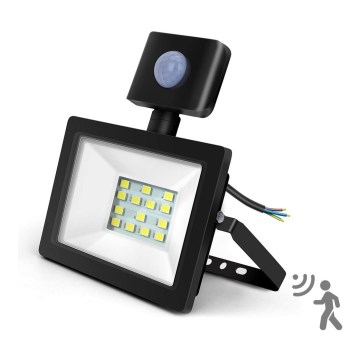 Aigostar - Holofote LED com um sensor LED/10W/230V 6400K IP65 preto