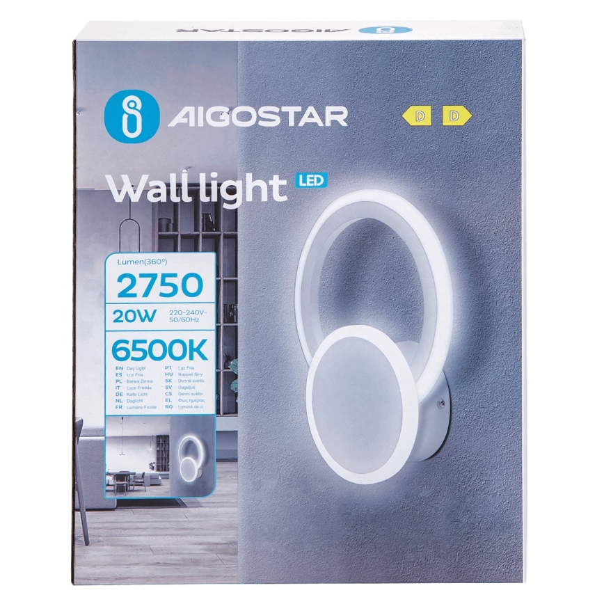 Aigostar - Iluminação de parede LED LED/20W/230V 6500K branco