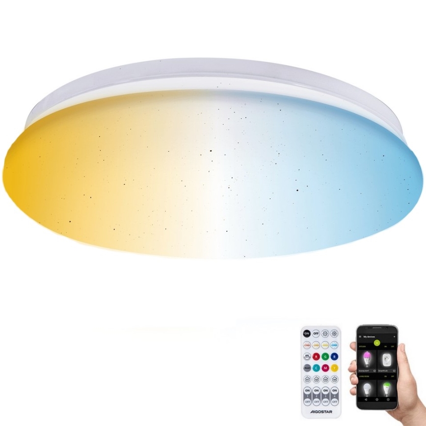 Aigostar - Iluminação de teto LED para casa de banho LED/18W/230V 3000-65000K IP44 + comando