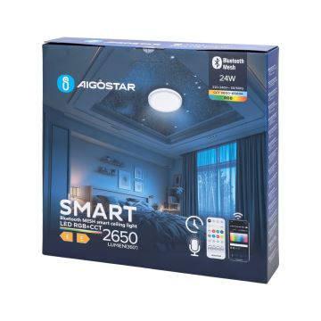 Aigostar - Iluminação de teto LED RGBW para casa de banho LED/24W/230V 3000-6500K IP44 + comando