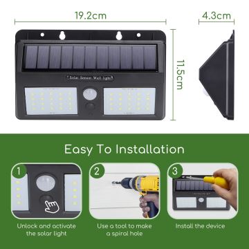 Aigostar - Iluminação solar exterior LED com sensor LED/2,29W/5,5V IP65