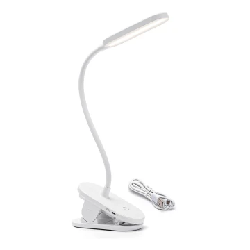 Aigostar - LED Candeeiro de mesa recarregável com regulação com clipe LED/2,5W/5V 1200mAh branco