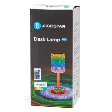 Aigostar - LED RGB Candeeiro de mesa recarregável com regulação LED/1W/5V 1800mAh 26 cm + controlo remoto