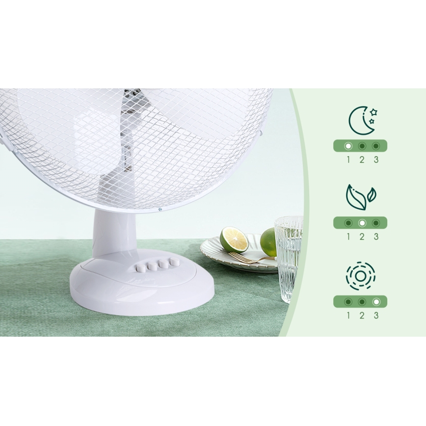 Aigostar - Ventoinha de mesa 40W/230V branco