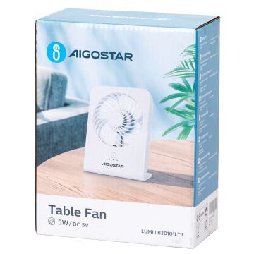 Aigostar - Ventoinha de mesa 5W/5V branco