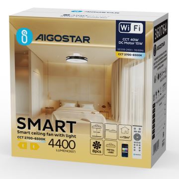 Aigostar - Ventoinha de teto LED com regulação LED/40W/230V 2700-6500K Wi-Fi + comando