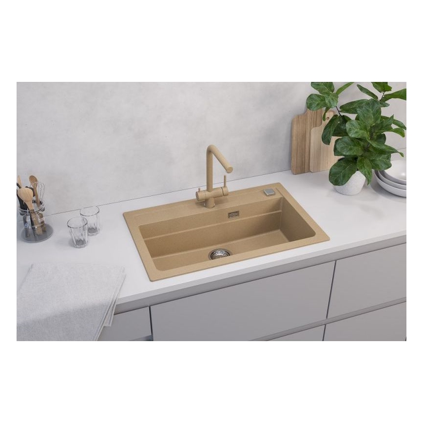 ALVEUS 1140445 - Lava-loiça de cozinha ATROX 79x50 cm granito/bege