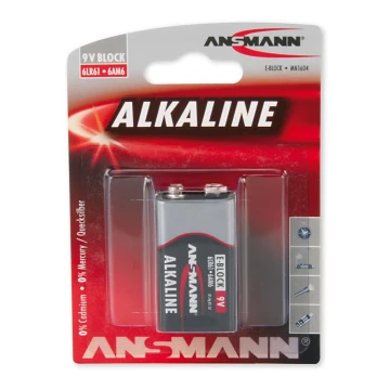 Ansmann 09887 6LR61 9V Bloco VERMELHO - pilha alcalina 9V