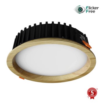 APLED - Foco de encastrar LED RONDO WOODLINE LED/12W/230V 3000K diâmetro 20 cm pinho madeira maciça