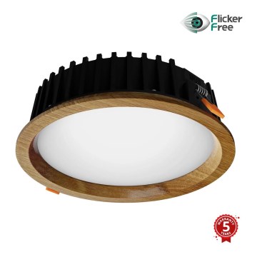 APLED - Foco de encastrar LED RONDO WOODLINE LED/12W/230V 4000K diâmetro 20 cm carvalho madeira maciça