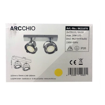 Arcchio - Foco LED com regulação MUNIN 2xES111/GU10/11,5W/230V