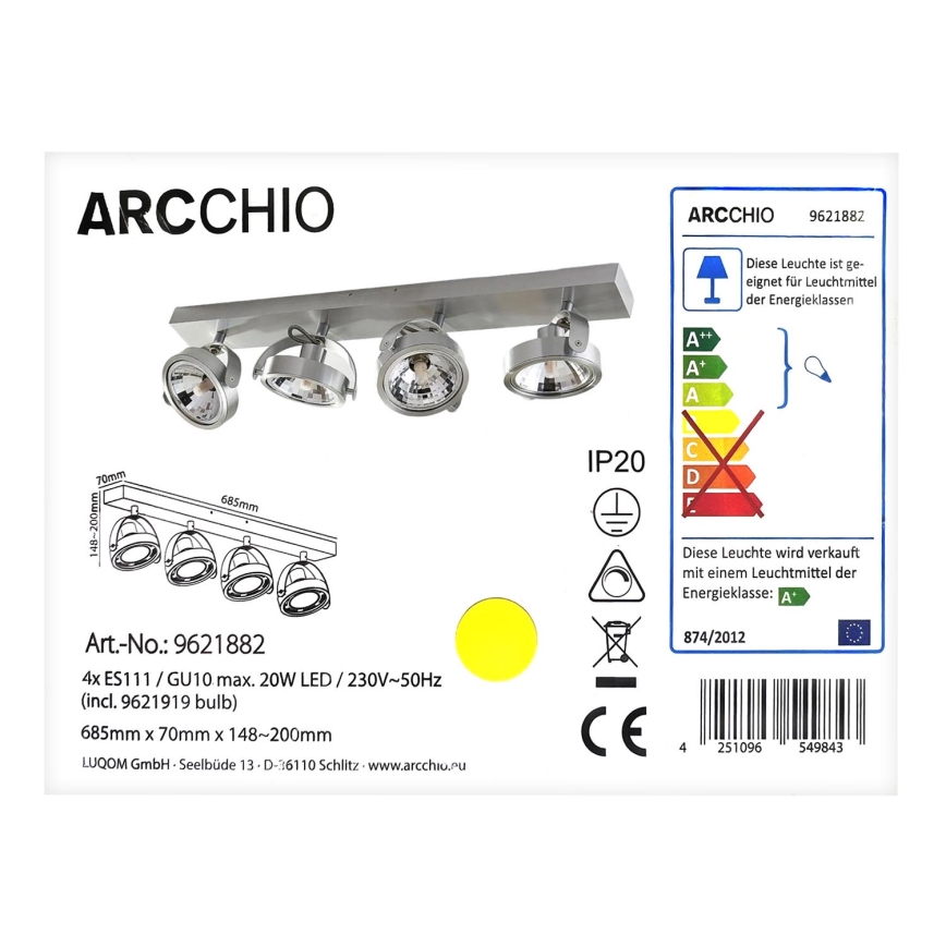 Arcchio - Foco LED MUNIN 4xGU10/ES111/11,5W/230V