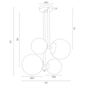 Argon 1743 - Candelabro suspenso MORITZ 4xE27/15W/230V