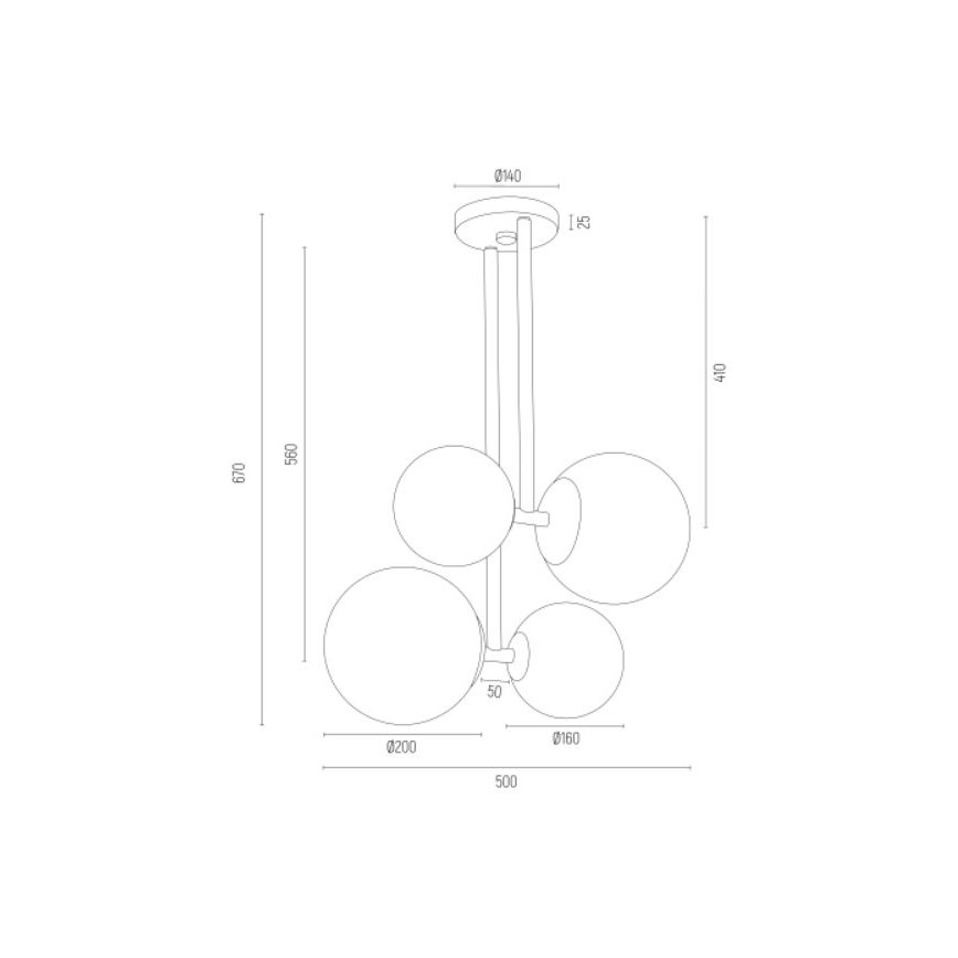 Argon 1743 - Candelabro suspenso MORITZ 4xE27/15W/230V