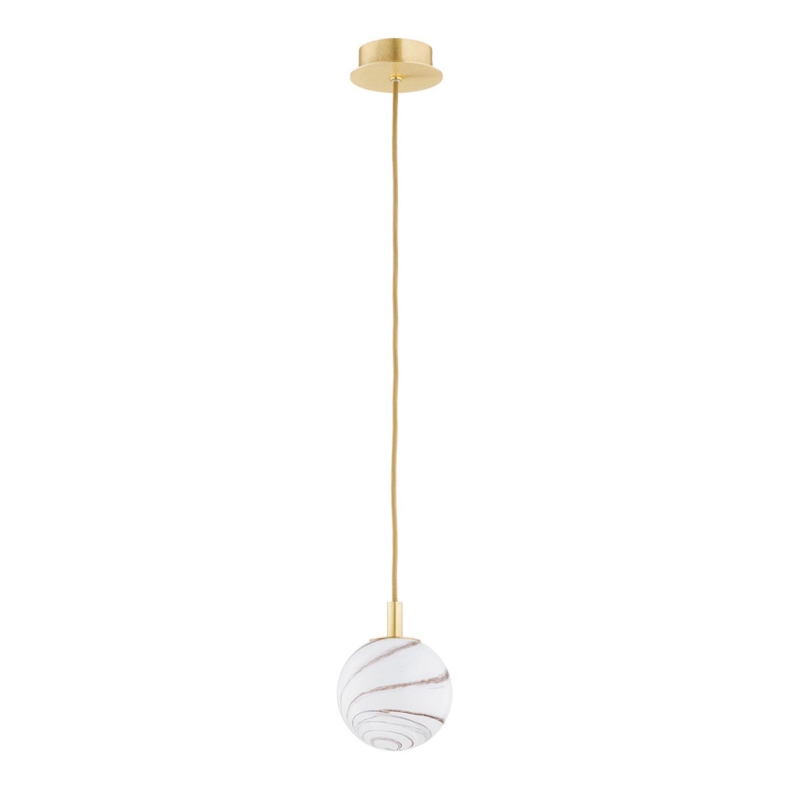 Argon 8450 - Candelabro suspenso ALMIROS 1xE14/7W/230V diâmetro 12 cm alabastro dourada