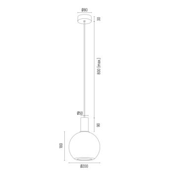 Argon 8564 - Candeeiro suspenso SAGUNTO PLUS 1xE27/15W/230V diâmetro 20 cm preto