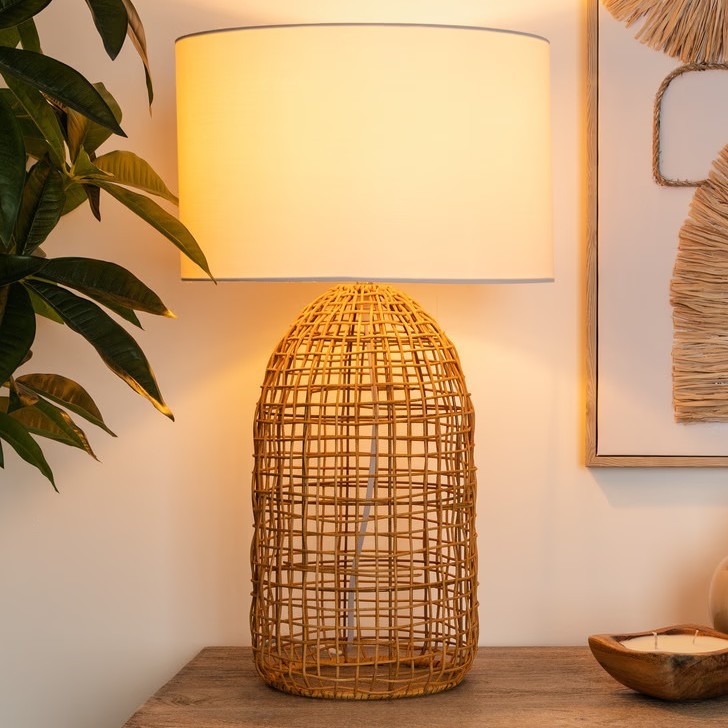 Atmosphera - Candeeiro de mesa KARLA 1xE27/25W/230V vime