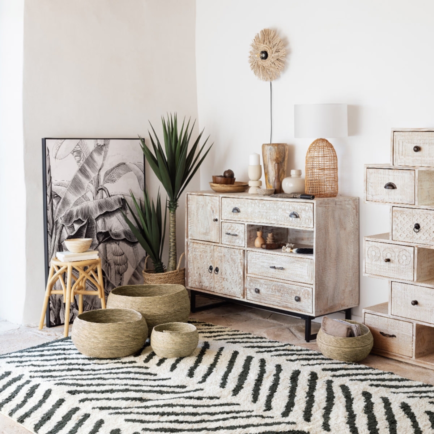 Atmosphera - Candeeiro de mesa KARLA 1xE27/25W/230V vime