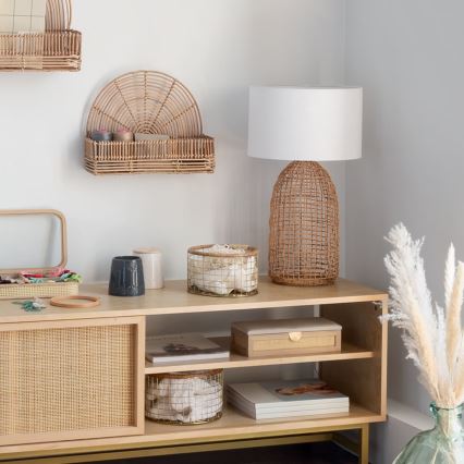 Atmosphera - Candeeiro de mesa KARLA 1xE27/25W/230V vime