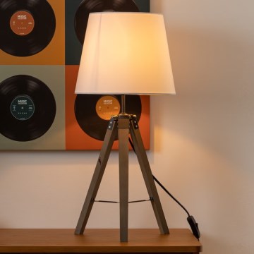 Atmosphera - Candeeiro de mesa RUNO 1xE27/25W/230V madeira/branco