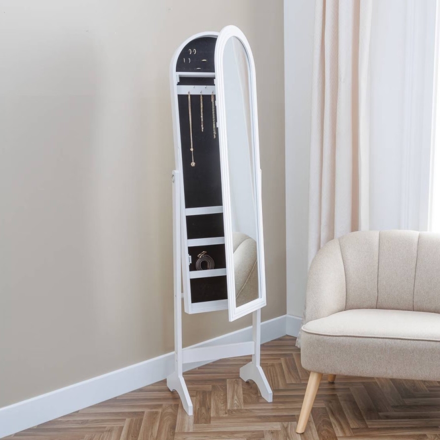 Atmosphera - Espelho de pé com porta-joias LEXY 158x38 cm branco