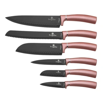 BerlingerHaus - Conjunto de facas de aço inoxidável 6 pcs rosa ouro/preto