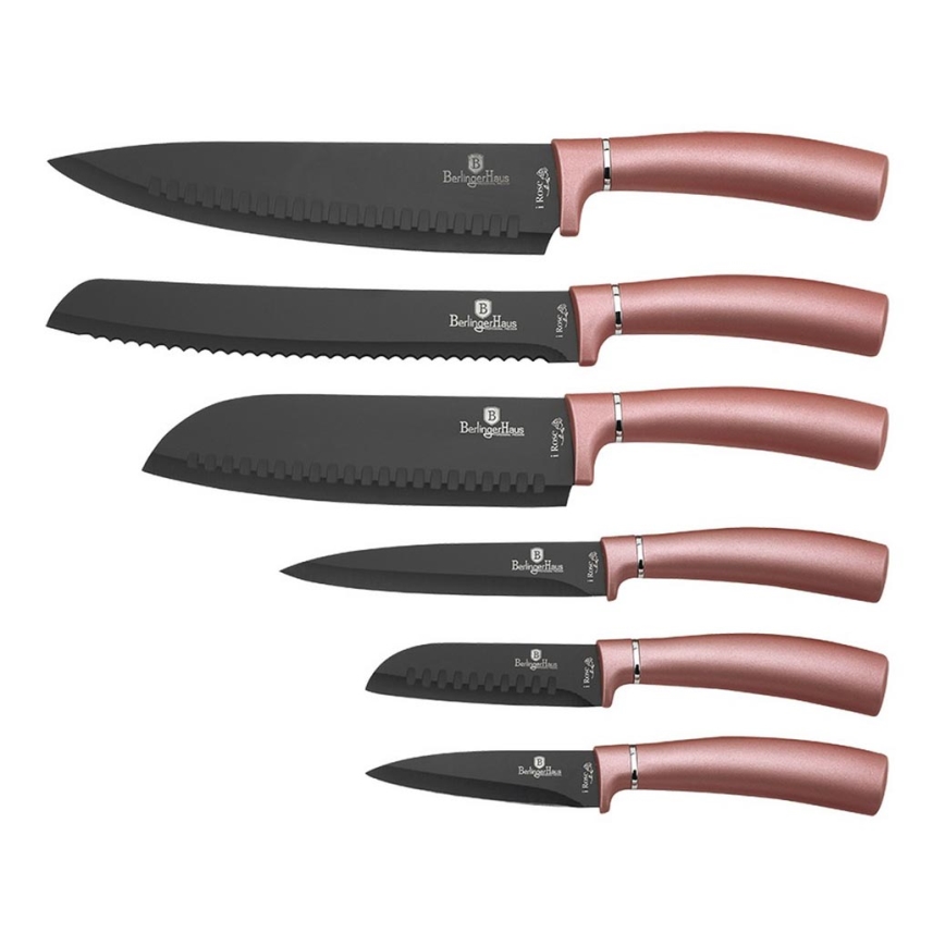 BerlingerHaus - Conjunto de facas de aço inoxidável 6 pcs rosa ouro/preto