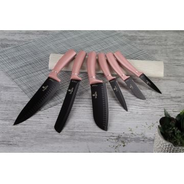 BerlingerHaus - Conjunto de facas de aço inoxidável 6 pcs rosa ouro/preto