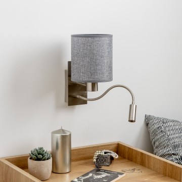 Brilagi - Candeeiro de parede LED flexível NUBILA 1xE27/25W/230V + LED/3W cromado mate/cinzento