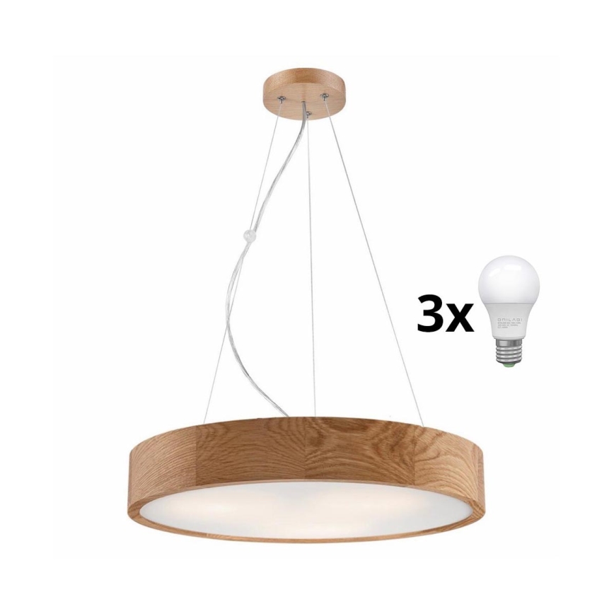 Brilagi - Candeeiro suspenso LED CARVALHO 3xE27/60W/230V carvalho diâmetro 47,5 cm