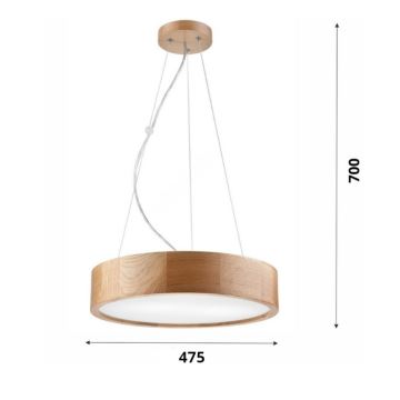 Brilagi - Candeeiro suspenso LED CARVALHO 3xE27/60W/230V carvalho diâmetro 47,5 cm