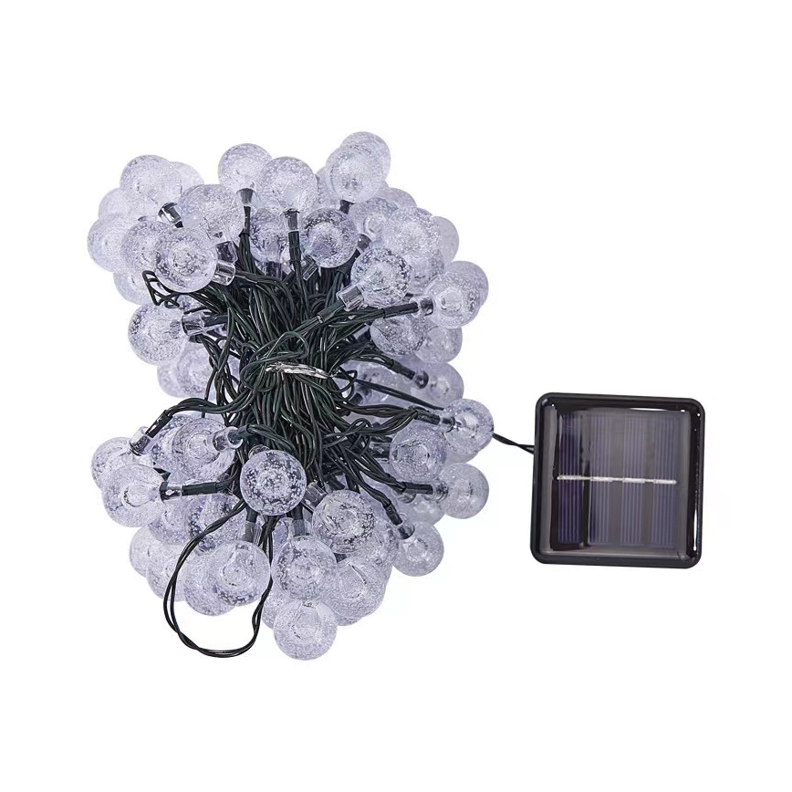 Brilagi - Corrente decorativa solar LED BUBBLE 200xLED/8 funções 20m IP65 branco quente