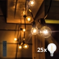 Brilagi - Guirlanda decorativa LED para exterior 25xE12/0,6W/230V 20m preta IP44 branco quente + comando à distância