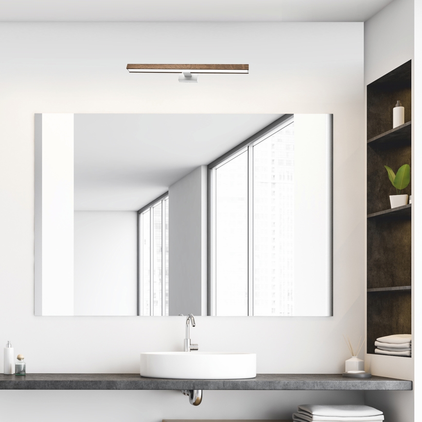 Brilagi - Iluminação de espelho para casa de banho LED WOODY MIRROR LED/12W/230V IP44 carvalho/branco