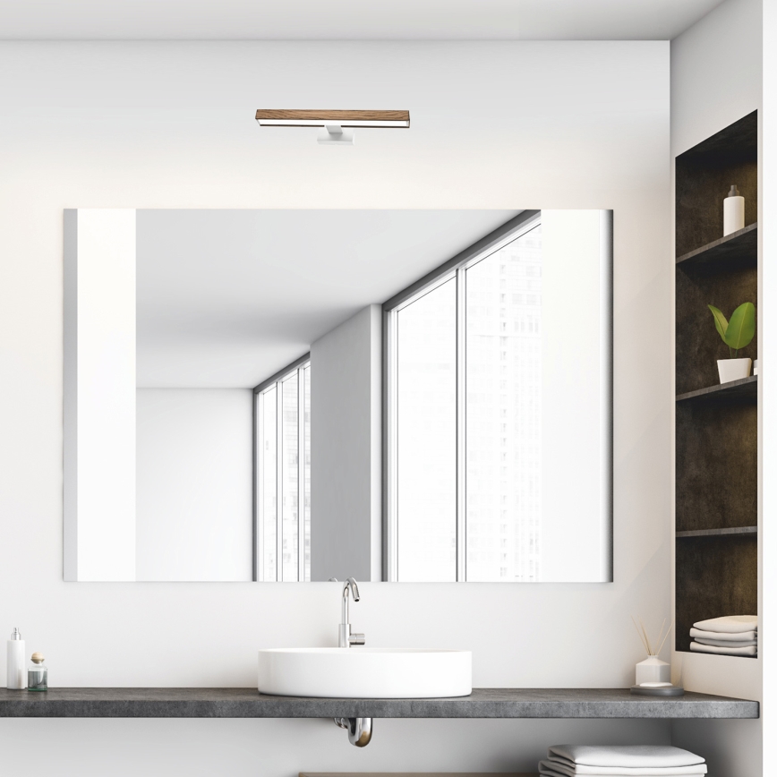 Brilagi - Iluminação de espelho para casa de banho LED WOODY MIRROR LED/8W/230V IP44 carvalho/branco