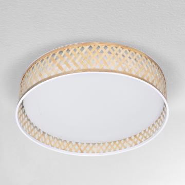 Brilagi - Iluminação de teto LED com regulação CAMILA LED/48W/230V 3000-6500K bambu diâmetro 40 cm + comando