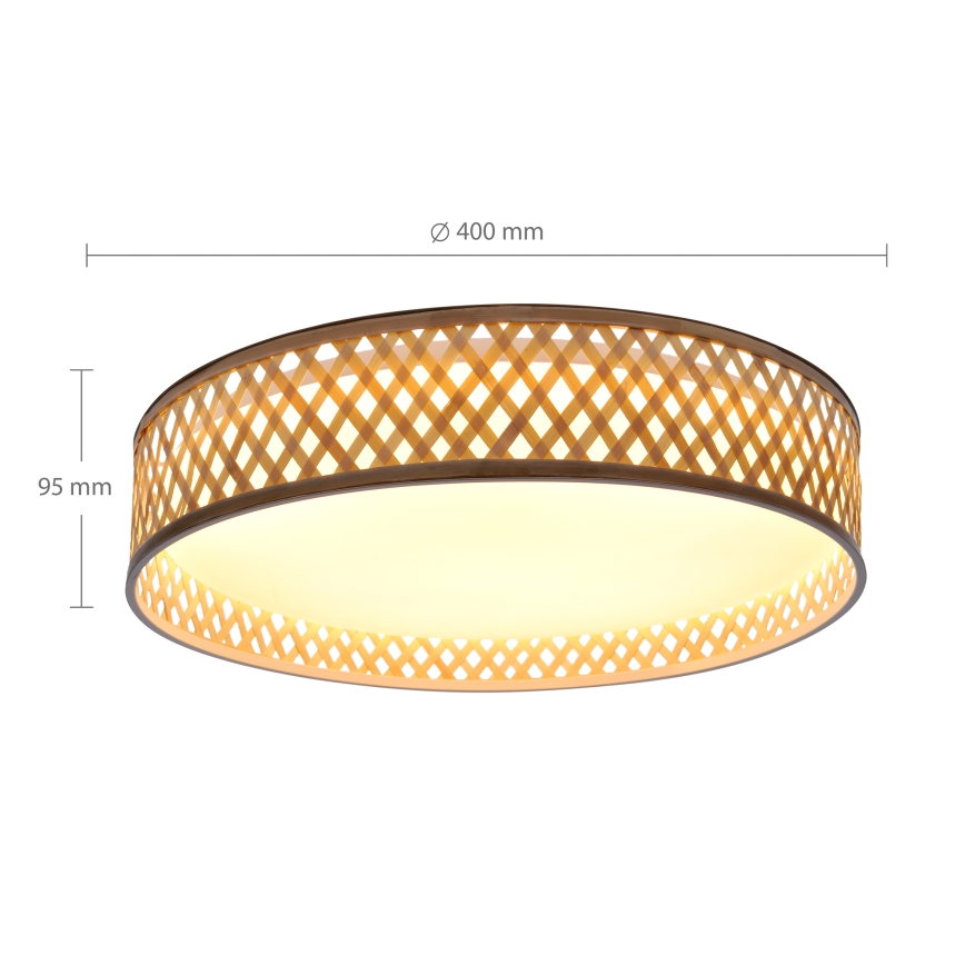 Brilagi - Iluminação de teto LED com regulação CAMILA LED/48W/230V 3000-6500K bambu diâmetro 40 cm + comando