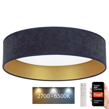 Brilagi - Iluminação de teto LED com regulação VELVET SMART LED/36W/230V d. 55 cm 2700-6500K Wi-Fi Tuya azul/dourado + controlo remoto