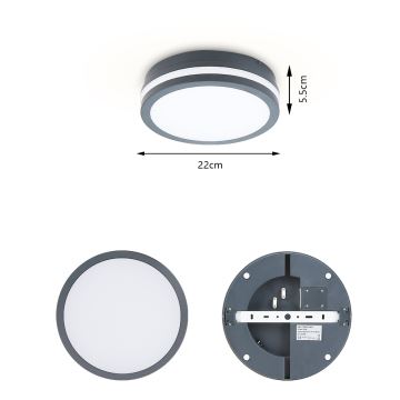 Brilagi - Iluminação exterior LED BENE LED/18W/230V diâmetro 22 cm antracite IP54