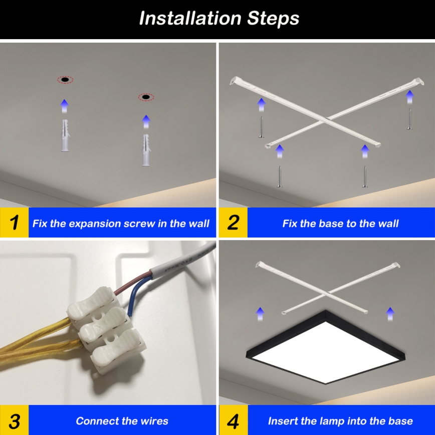 Brilagi - Iluminação de teto para casa de banho LED com regulação FRAME SMART LED/50W/230V 3000-6000K IP44 preto + comando