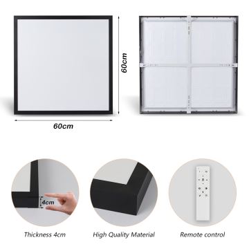 Brilagi - Iluminação de teto para casa de banho LED com regulação FRAME SMART LED/50W/230V 3000-6000K IP44 preto + comando