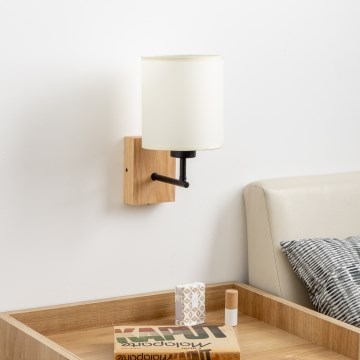 Brilagi - Lâmpada de parede NUBILA WOOD 1xE27/25W/230V carvalho/preto/crème