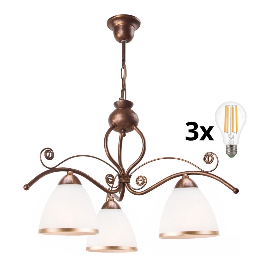 Brilagi - LED Candeeiro suspenso ANTICO 3xE27/60W/230V bronze pátina